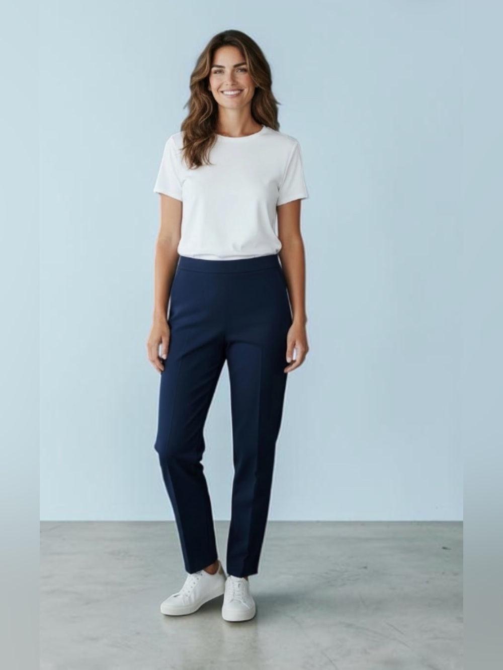 ZARA Navy Straight-Leg Trousers